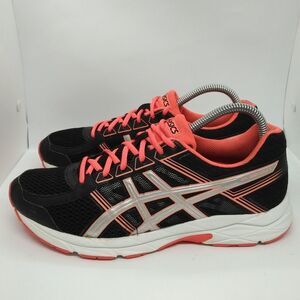 Asics Gel Contend 4 Running Sneakers Shoes Women's Size 9.5 Black, Orange,‎ Red